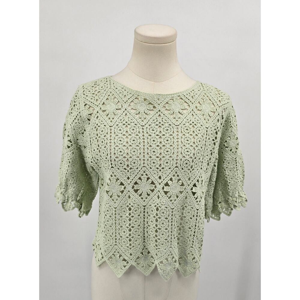 Willow & Root Boho Earthy Green Lily Crochet Top